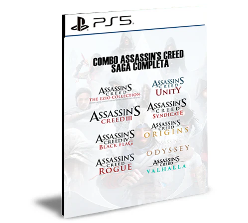 COMBO SAGA COMPLETA ASSASSIN'S CREED PS5 Mídia Digital